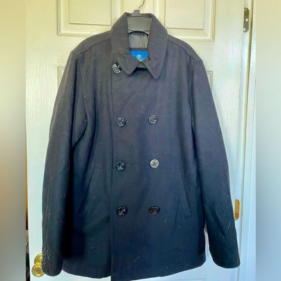 BLACK PEACOAT BY OLD NAVY MEDIUM EXCELLENT CONDITION - Picture 1 of 7